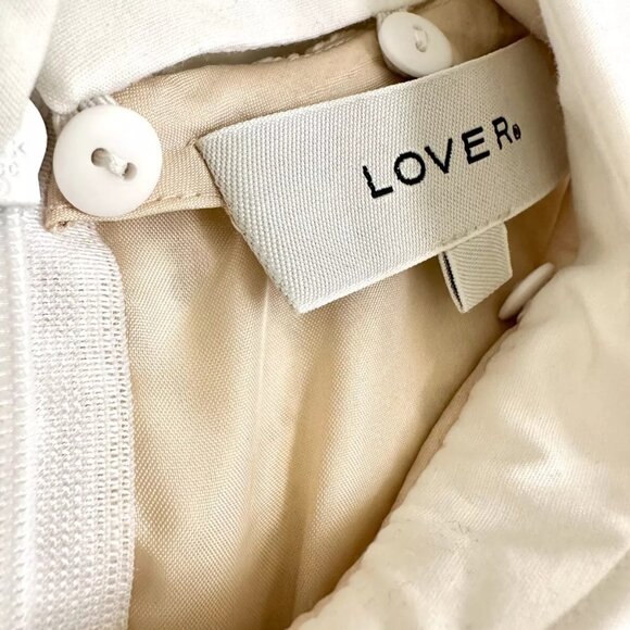LOVER Chelsea Collar Cotton Blend Lace Sleeveless Mini Dress in Ivory Size 4 - Picture 6 of 7